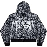 Aelfric Eden Leopard Print Zip Up Hoodie Cropped Oversized Sweatshirts Boxy Casual Jackets Streetwear Clothes