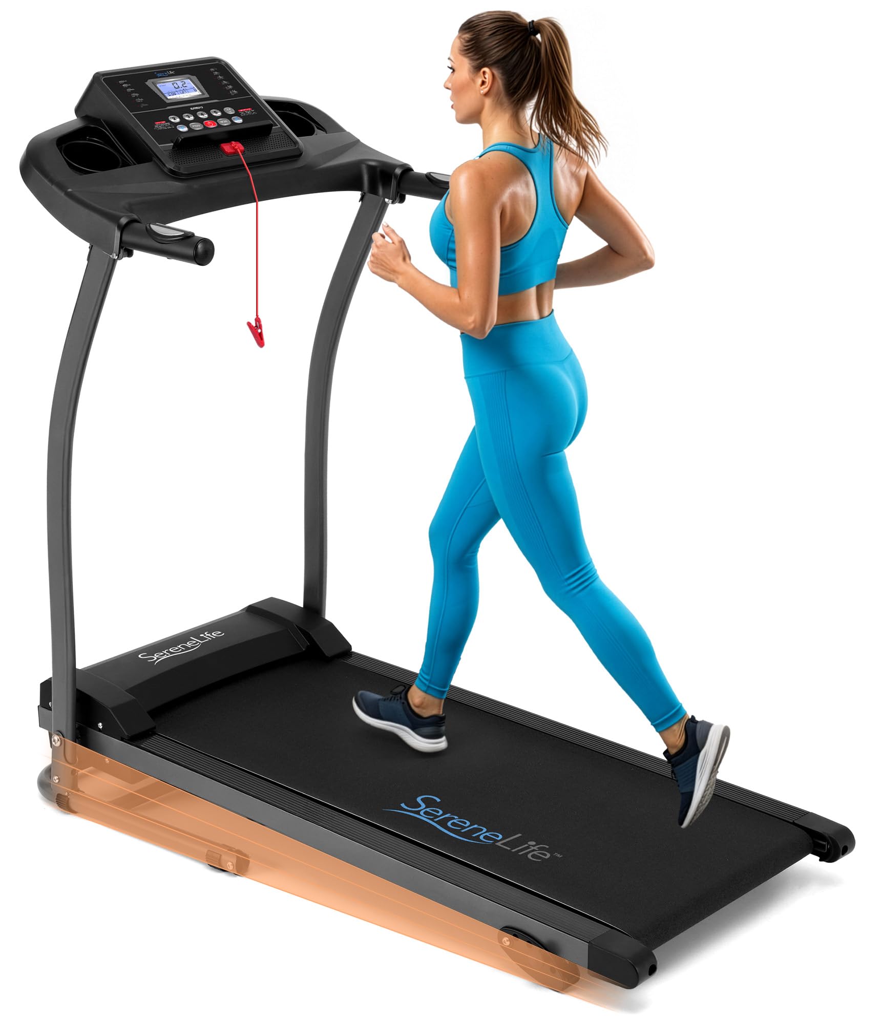 Photo 1 of SereneLife Folding Exercise Running Treadmill Machine, Upgraded Electric Motorized Exercise Equipment with 12 Pre-Set Program, 4 Incline Level, Bluetooth Music and App Support for Home Gym or Office
