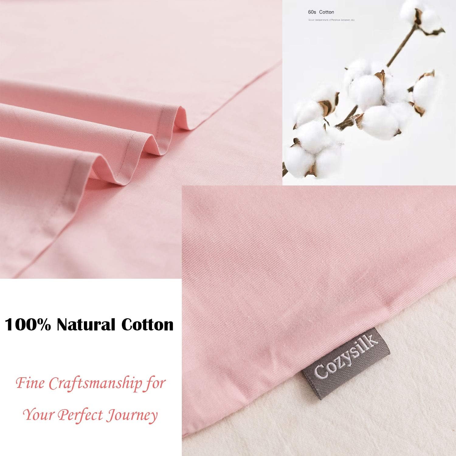 Cozysilk Sleeping Bag Liner with Zipper - Pure Cotton Sleep Sack Adult - Travel Sheet for Hotel & Backpacking, Pure Silk Sleep Mask Included : Sports & Outdoors