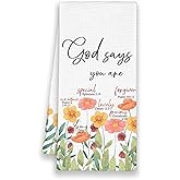 Xmsaitar Christian Floral Kitchen Towels, Bible Verse Scripture God Says You are Special Hand Towels for Bathroom, Rustic Spring Decorative Dish Towels Decor for Kitchen Home 16x24in