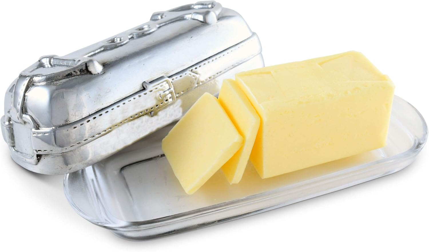 Arthur Court Designs Aluminum Equestrian Covered Butter Cream Cheese Dish with glass dish