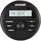 Kicker 46KMC2 Weather-Resistant Gauge-Style Media Center with Bluetooth | Boat media center for open helms, wireless audio streaming, waterproof round dash mount, compact receiver for watercraft