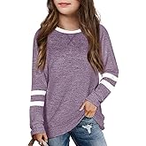 NikNio Girls Shirts Long Sleeve Tshirt Crewneck Color Block Casual Tops Basic Tee 5-14 Years