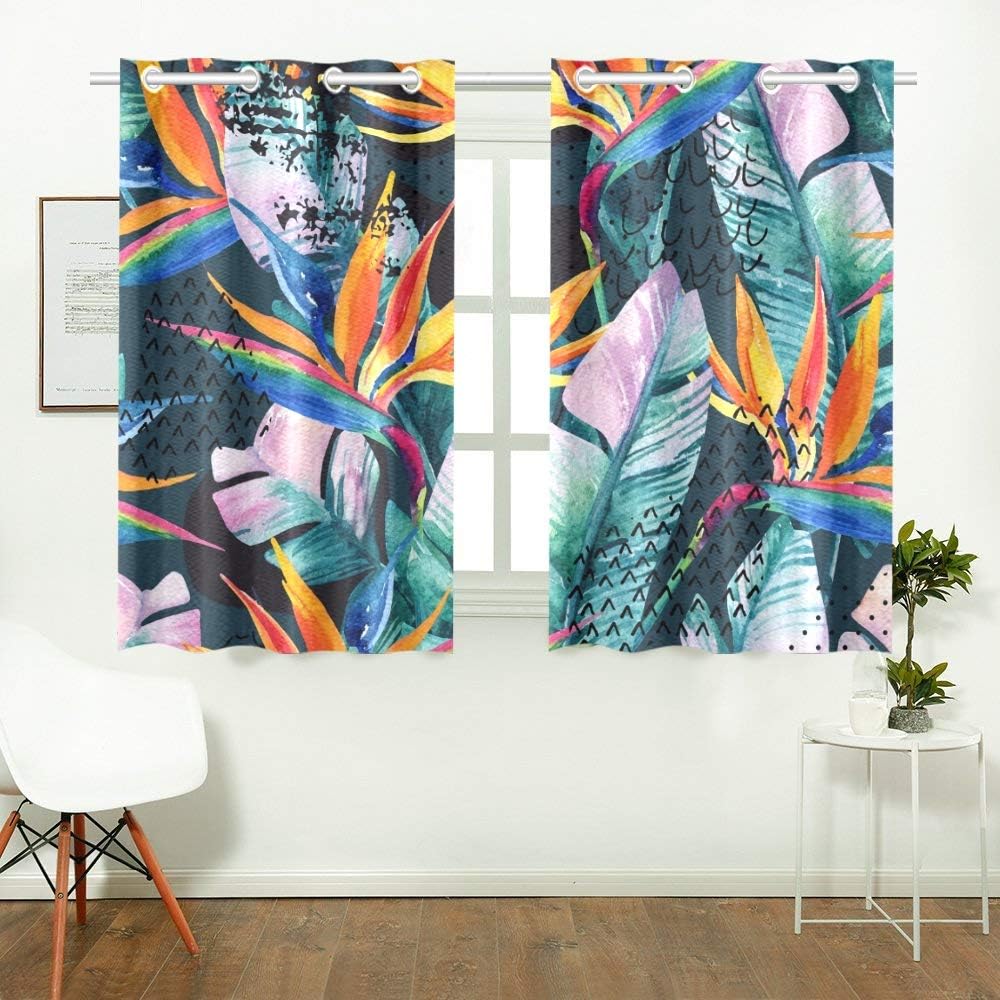 Reopx Tropical Birdofparadise Flower Cortinas de Cocina Cortinas de