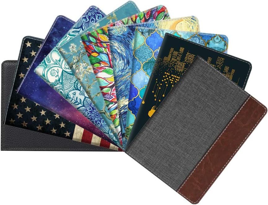  | Fintie Passport Holder Travel Wallet RFID Blocking PU Leather Card Case Cover, Denim Charcoal/Brown | Passport Covers