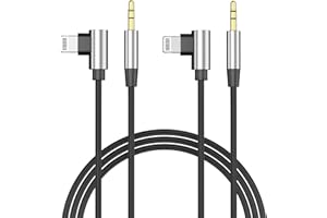 FUHAYA [Apple MFi Certified] 90 Degree Aux Cord for iPhone, 3.3ft Braided iPhone Aux Cord for Car Home Stereo, Speaker, Headphone Compatible for iPhone 14 13 12 11 Pro Max XS XR X 8 7 6 iPad, Support iOS 17