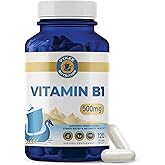 Vykee Nutrition Vitamin B1 (Thiamine) Capsules – Supports Energy Metabolism & Nervous System Health – Vegan, Non-GMO, Gluten-Free – 500 mg, 120 Count