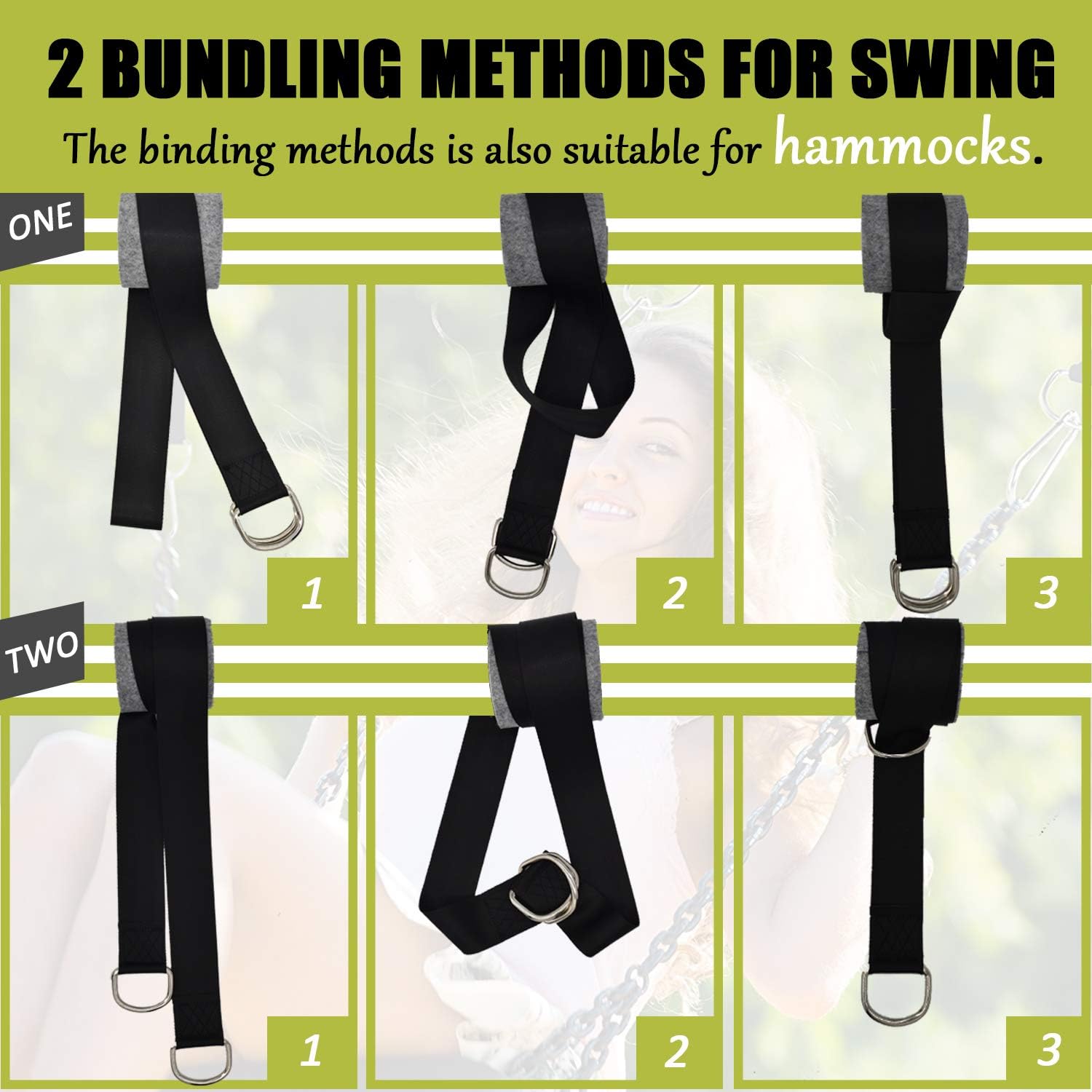 Todoxi Hammock Straps - Set of 2 Swing Straps Hanging Kit, Max 2200LB for Tree Swings, Multicolor, 100 cm x 2.5 cm - Image 3