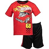 Hot Wheels T-Shirt and Mesh Shorts Outfit Set Toddler to Big Kid Sizes (2T - 18-20)