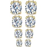 SIISPRI 4-7MM Magnetic Stud Earrings for Women Men Clip on Stud Earring Hypoallergenic Fake Earring Unisex Non Piercing Shiny Round CZ Halo Studs Diamond Earrings