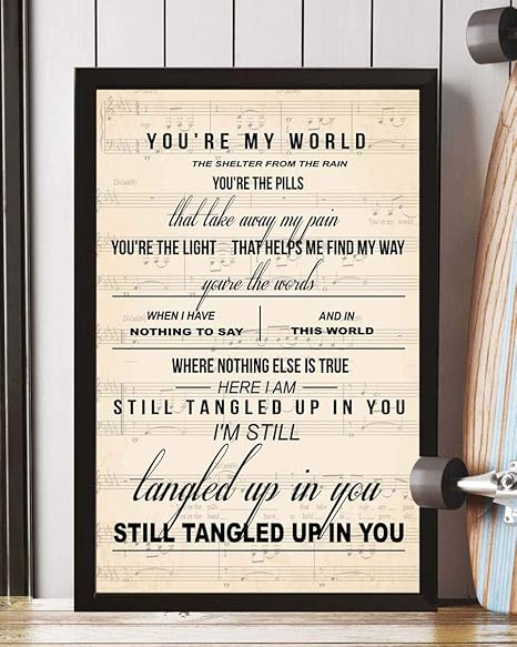 Amazon Com Gehua06 Tangled Up In You Song Lyrics Portrait Poster Print Art Deco Art Print Wall Art Wall Painting Home Decoration Memorial Day Gift Love Surprise Gift 12x8in Framed Posters