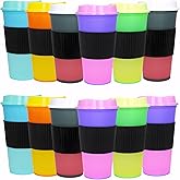 Alohastarttg Color Changing Coffee Cups, 16oz Reusable Coffee Cups with Lids, 12 Pack Hot Coffee Tumbler for Adult Party Favors, Leak-Proof and Safe for Dishwashers (Hot coffee, 12 Pack)