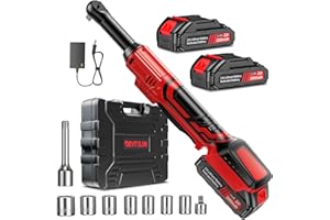 DEVTBLUN 21V Electric Ratchet Wrench Set,60FT-LBS (80N.m) Extended Cordless Ratchet Wrench with 2x 2.0Ah Battery,3/8" 400 RPM Variable Speed Power Ratchet Driver Set with 7 Sockets,1/4 Adaptor, 3"Extension Bar
