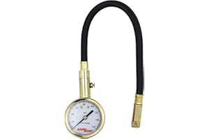 Accu-Gage Tire Gauge – (0-160 PSI) Tire Pressure Gauge with 11 in Braided Air Hose Straight Air Chuck - ANSI Certified/Bleeder Valve for Motorcycle/Car/Truck Tires