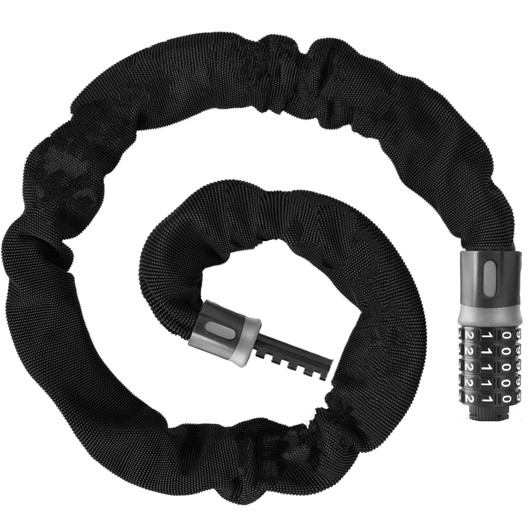 Phieeseriy 120cm Bike Chain Lock, Bike Locks High Security with 5-Digits Codes, Heavy Duty Bicycle Chain Lock 6mm Dia, Keyless Design, Combination Bike Lock for Bike Cycle, Motorcycle, Door, Scooter