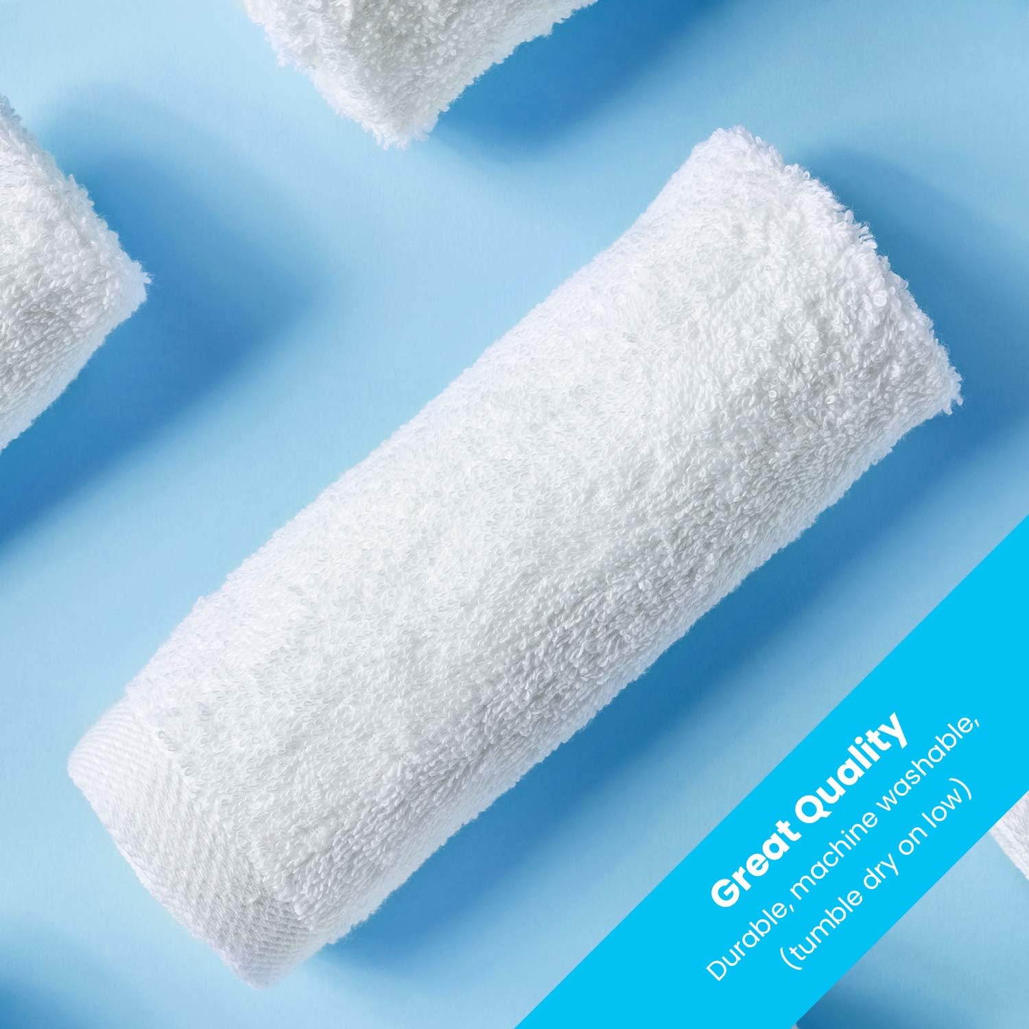 Zeppoli Wash Cloth Towels by Royal, 60-Pack, 100% Natural Cotton, 12 x 12, Soft and Absorbent, Machine Washable, White (60-Pack): Home & Kitchen