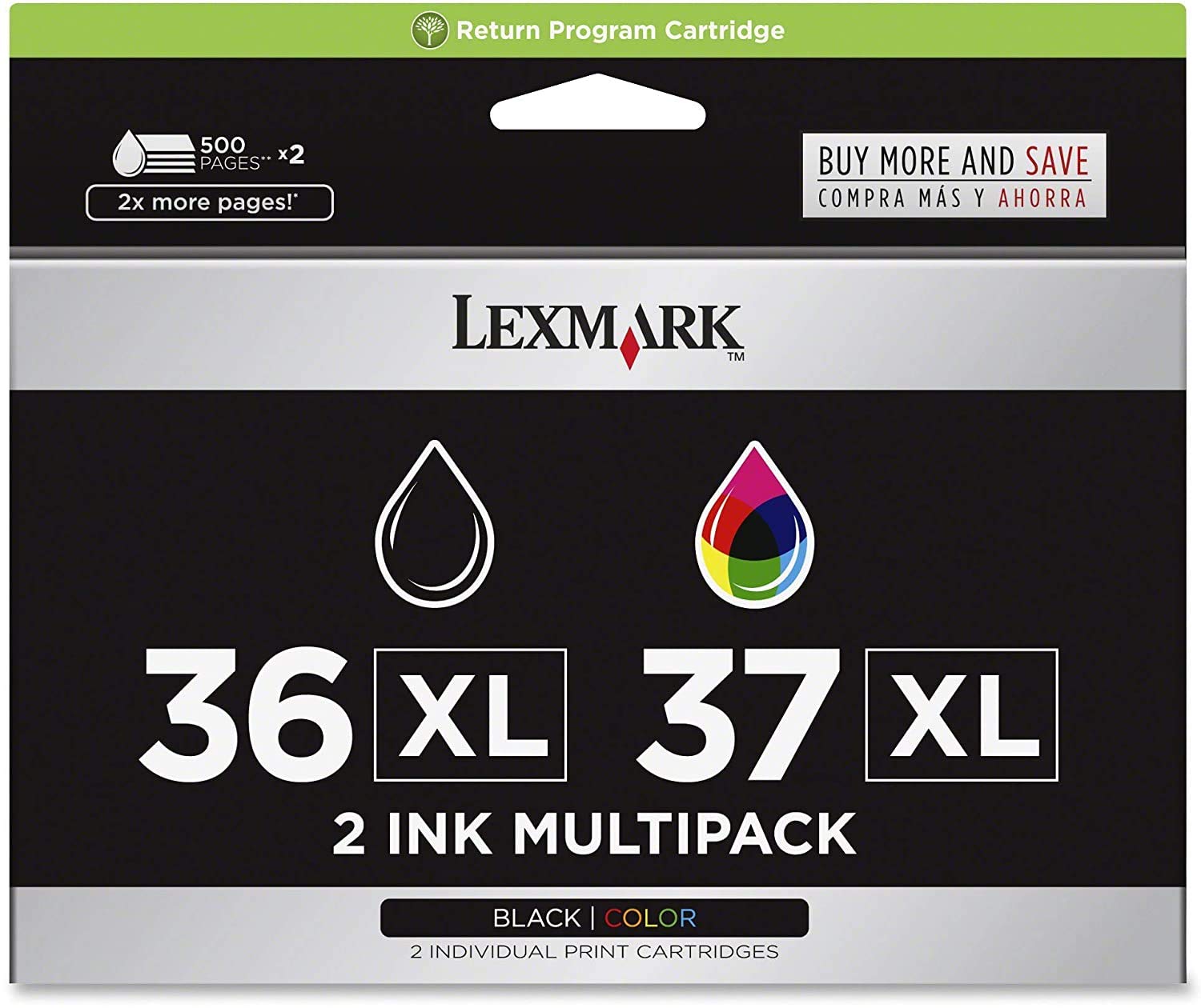 Lexmark 36XL/37XL High Yield Black/Color Return Prog Print Cart