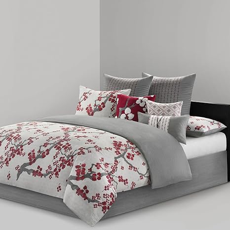 Amazon Com N Natori Cherry Blossom Comforter Set Multi Queen Home Kitchen