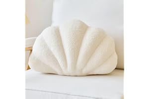 Lfsaaj Beige Seashell Throw Pillows, Shell Shaped Throw Pillows, 13 Inch Soft Home Decorative Pillow Plush Cushion for Bed Couch Living Sofa Room Decor Accent Throw Pillow