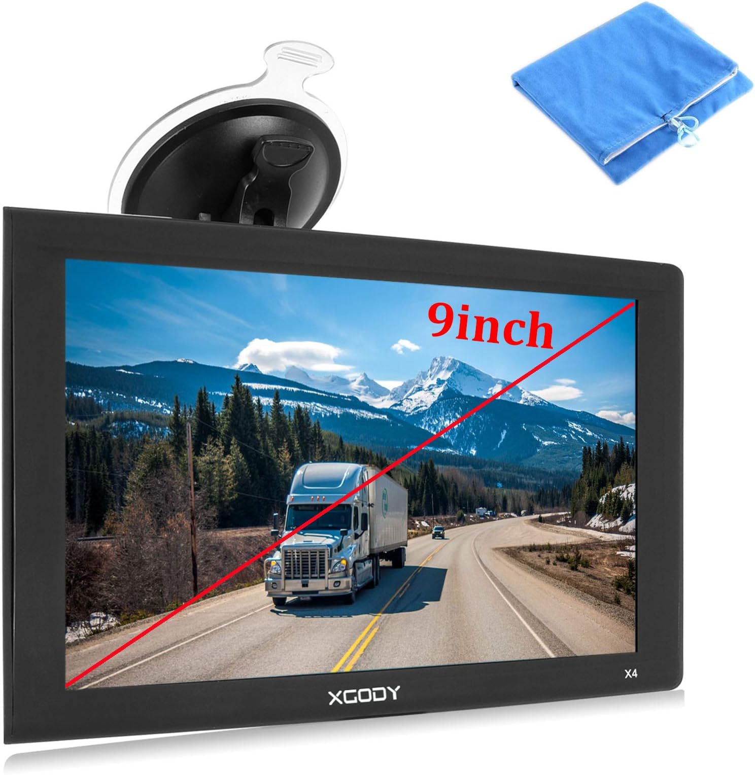 XGODY X4 GPS Navigation for Car SAT NAV System 9inch Truck GPS Big Touchscreen Trucking GPS Navigation 8GB ROM Navigator Driving Alarm Lifetime Map Updates