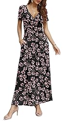 CATHY Women Short Sleeve Deep V-Neck Casual Long