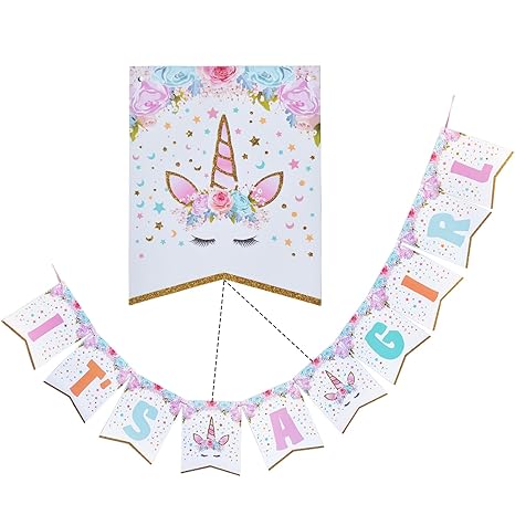 Wernnsai Unicornio Baby Shower It S A Girl Pancartas Nina