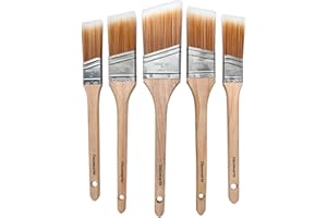 Decomarte Thin Soft Bristle Long-Handled Wood Angled Sash Stain Brush for Painting Doors, Furniture, Wall Trim, House Touch U