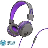 JLab Audio Neon Folding On-Ear Headphones | Wired Headphones | Tangle Free Cord | Noise Isolation | 40mm Neodymium Drivers | C3 Sound (Crystal Clear Clarity) | Graphite / Purple