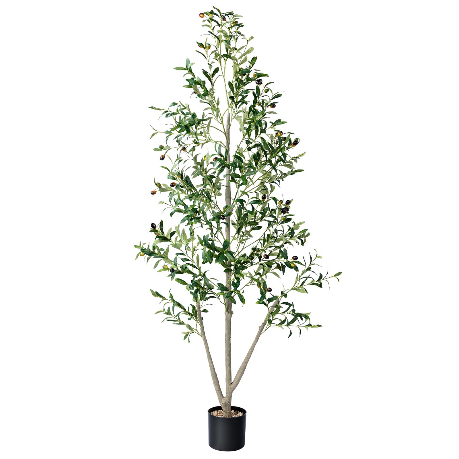 Photo 1 of Olive Trees Artificial Indoor, 6FT Tall Faux Olive Tree with Moss and Planter, Artificial Plants Indoor with Natural Wood Trunk and Lifelike Fruits, Fake Tree for Home Office Living Room Decor