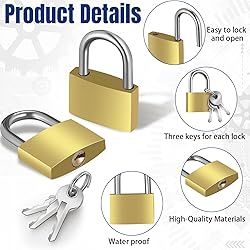 Yaocom 24 Pcs Solid Brass Keyed Padlock, Small