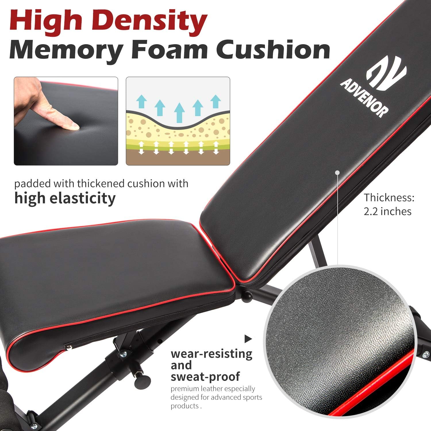 ADVENOR Weight Bench Adjustable Strength Training Incline Decline Full Body Workout Foldable Exercise Bench For Home Gym : Sports & Outdoors