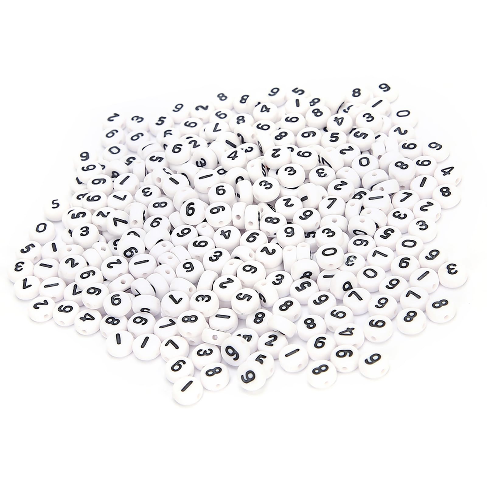 Acrylic Number Beads, 500PCS 4x7mm Flat Round Beads for DIY Jewelry Making Bracelets Necklaces Crafting Bracelets Necklaces Crafting