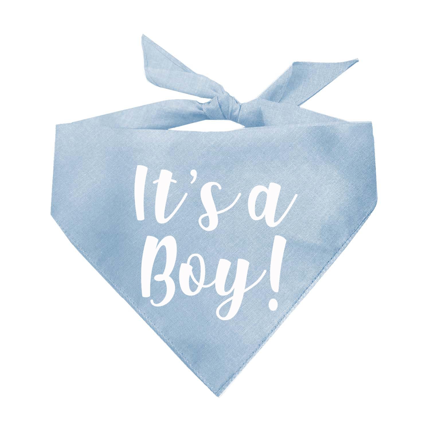 Tees & Tails| It's A Boy Gender Reveal/Baby Announcement Dog Bandana (Baby Blue, XS 57)