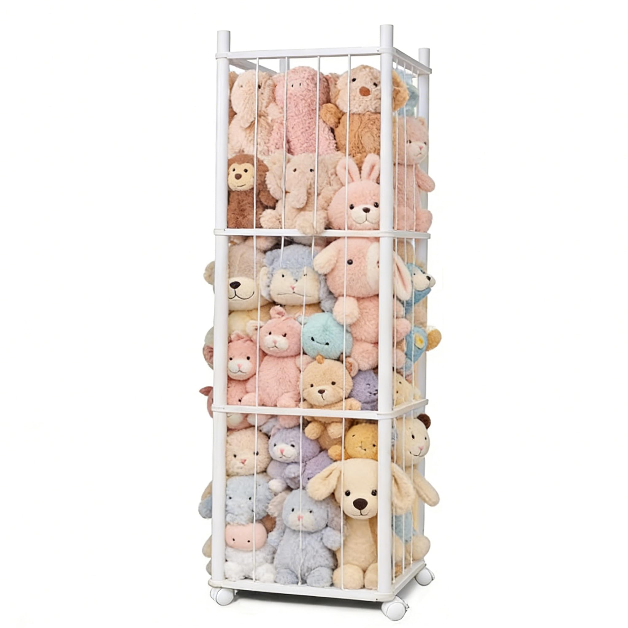 Photo 1 of ***MISSING PARTS***
BENCHRY Stuffed Animal Storage Kids, Wood Stuffed Animal Zoo Storage with Brake Wheels, Stuffed Animal Organizer with Elastic Cords for Kids, Perfect for Nursery Playroom Kidroom Bedroom - White