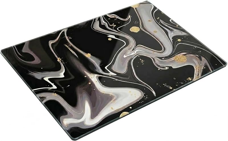 Acense Tempered Glass Worktop Saver 40 x 30 cm Black Chopping Board