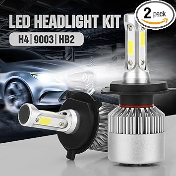 2PCS H4//HB2//9003 6000K High Low Light S2 Car 12000LM LED Headlight Bulbs