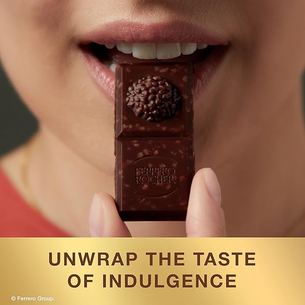 FERRERO ROCHER PREMIUM DARK CHOCOLATE HAZELNUT AND CRUNCHY SALTED CARAMEL BAR, CHOCOLATE GIFT, 8 PACK, ​3.1 OZ EACH