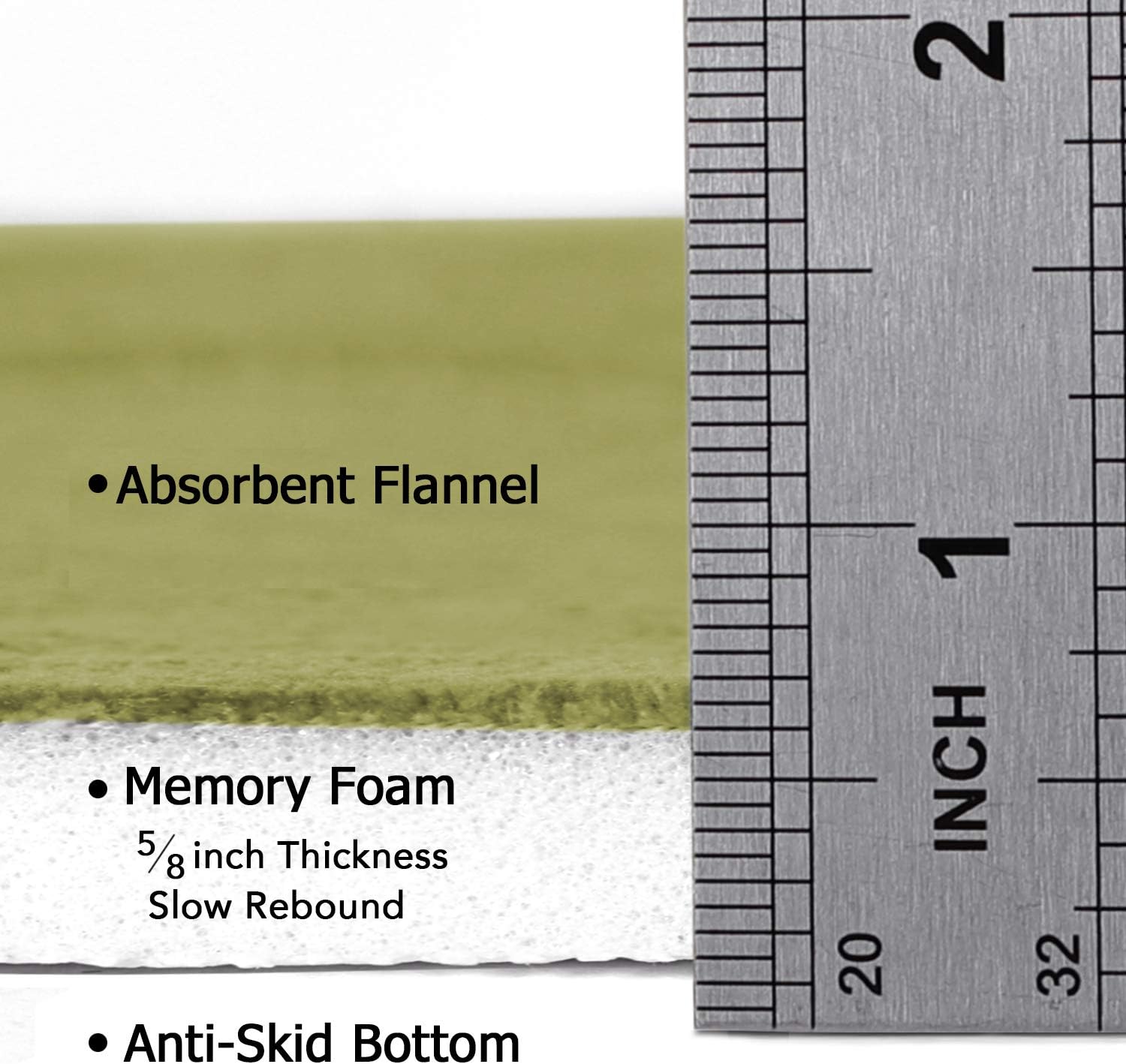 Soft Microfiber Memory Foam Bathroom Rugs Extra Absorbent Slip-Resistant Flannel Fleece Bath Mat Set Non Slip Dry Fast Machine-Washable Bath Mat, Olive Striped Pattern (1 Pack - 20" x 32"): Home & Kitchen