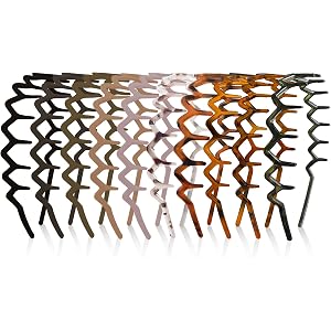 ELLOPH 10 Pack Zig Zag Headbands for Women, Non Slip Headband with Teeth, Plastic Hair Bands for Daily Work Makeup Sports 90s