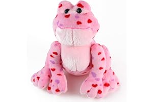 Big Mo's Toys Love Frog - Plush Valentine's Day Anniversary Pink and Red Heart Printed Small Soft Stuffed Frogs Animals for All Ages 8.5"