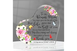 WhatSign for Mom from Daughter Son Husband - to My Bonus Mom Paperweight Decorative Sign for Mother Stepmom Mother in Law Grandmother Mother's Day Birthday Thank You Gifts