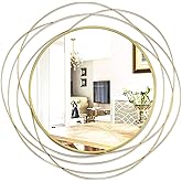 ironsmithn Round Mirror, Gold Metal Frame Mirror with Orbital Design, Rounded Hanging Mirrors Decorative, Circle Wall Mirrors