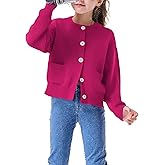 Hvididan Girls Cardigan Sweater School Uniforms Toddler Long Sleeve Button Knit Solid Sweaters Tops