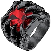 Bestyle Chunky Gothic Dragon Signet Ring with Synthetic Gemstone, Trendy Vintage Men's Thumb Finger Pinky Ring, Gift for Him, Size 7-14