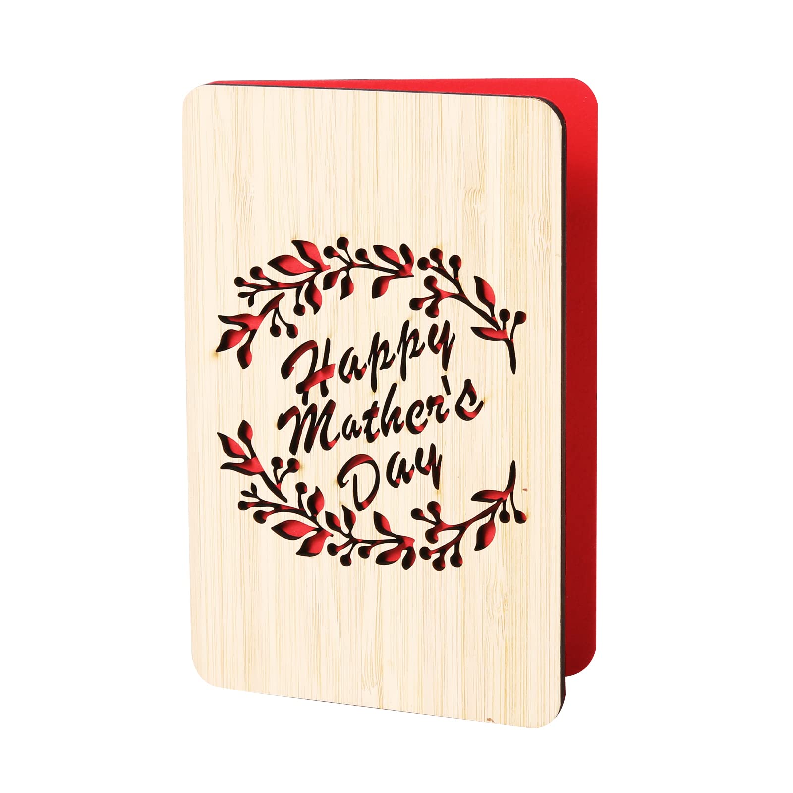 Happy Mother's Day Card,Handmade with Real Bamboo Wooden Mother's Day Gifts for Mum,Wife,Wood Mom Birthday Card from Daughter