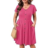 IN'VOLAND Plus Size Summer Dresses for Women Casual Floral A-line Dress Flowy Beach Sundress with Pockets