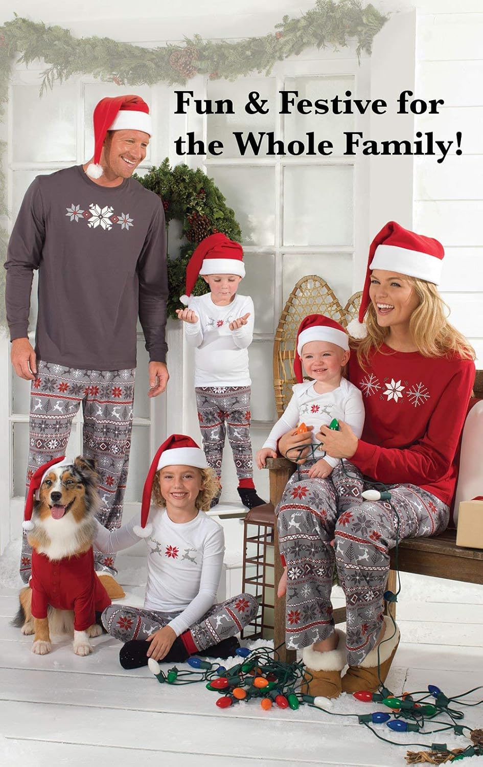 PajamaGram Family Christmas Pajamas Set - Soft Cotton Family Pajamas, Gray: Clothing
