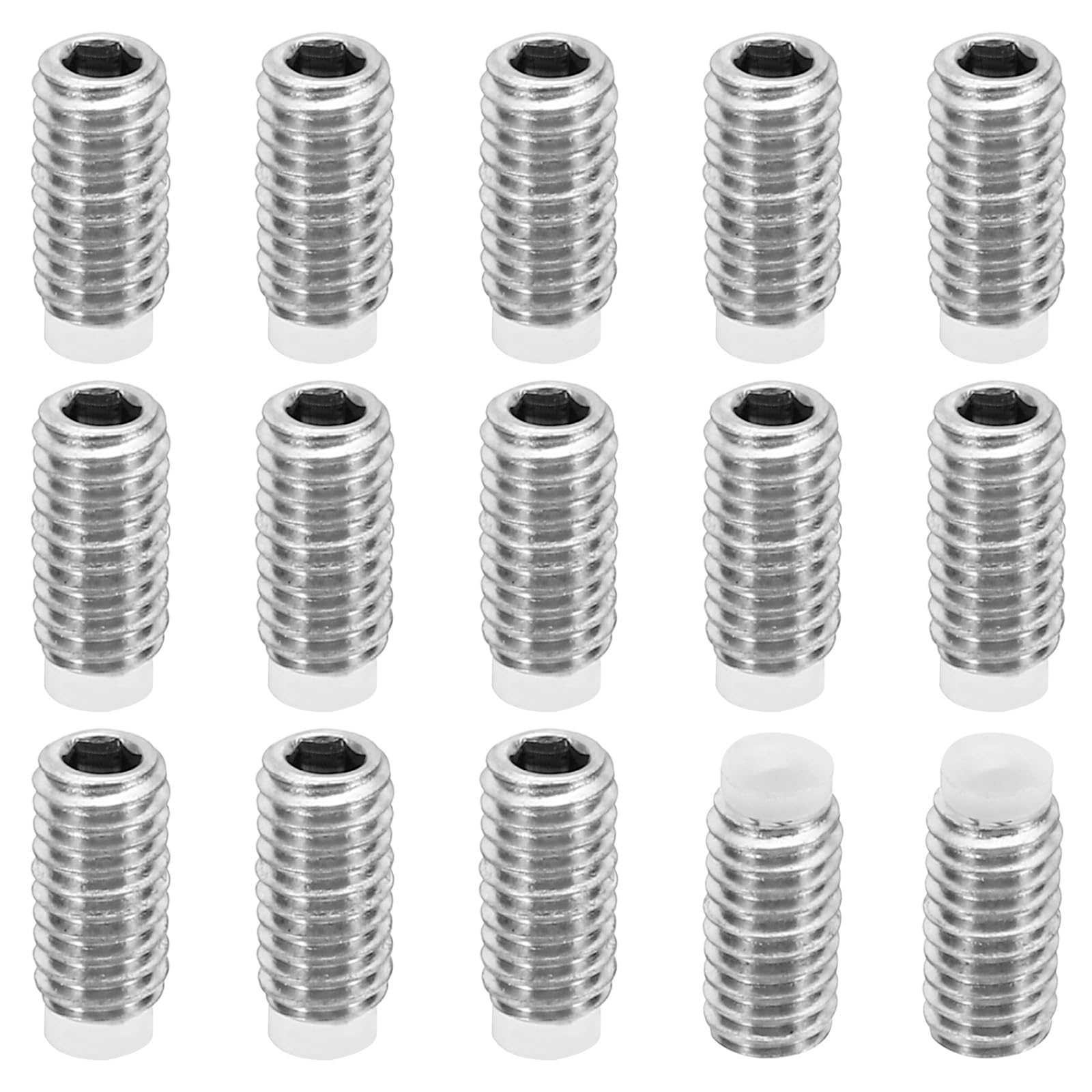 PATIKIL M4x8mm Nylon Tip Grub Screw, 15 Pack Metric Hex Socket Head Cup Point Anti Slip Set Screws Internal Hex Drive Hardware, 304 Stainless Steel