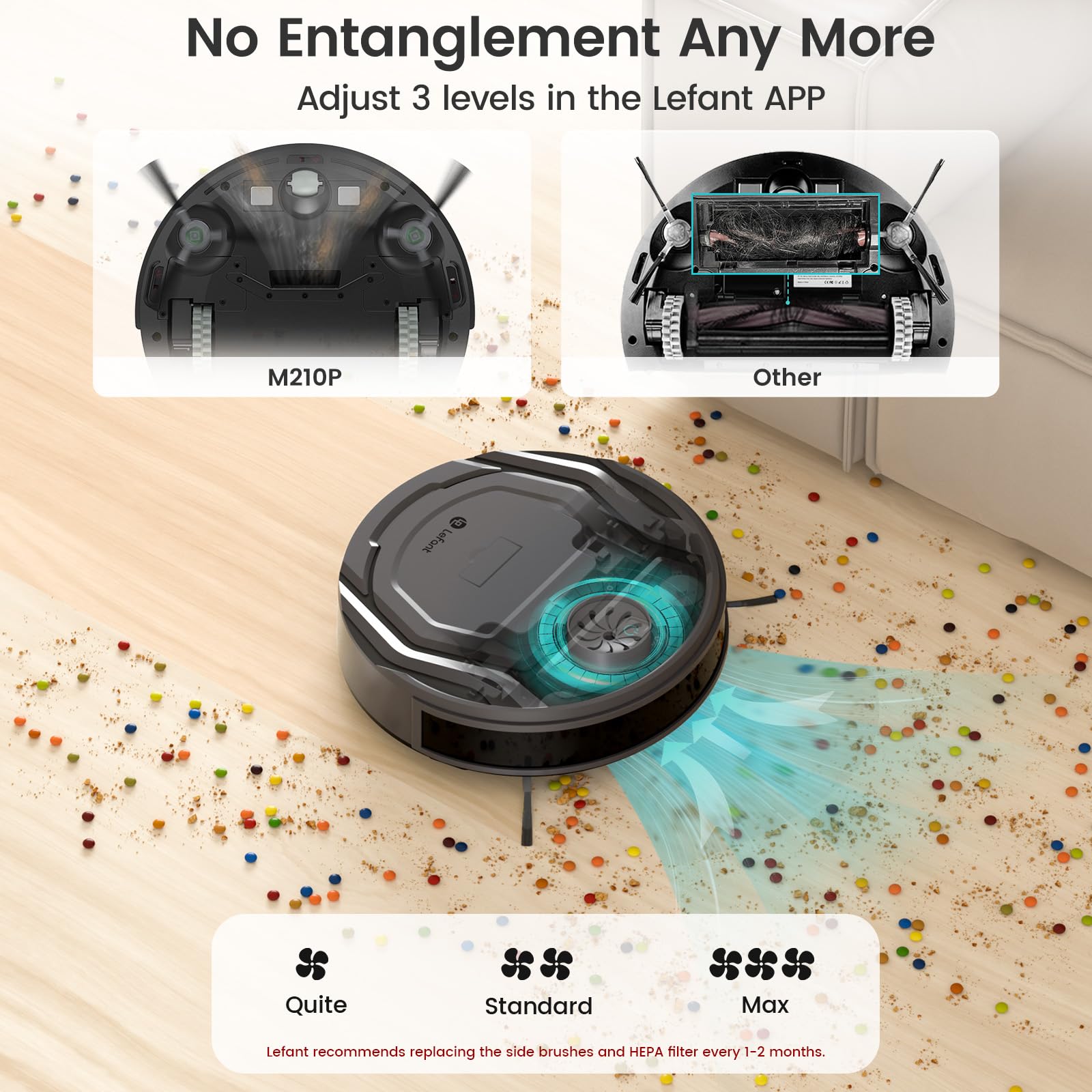 Lefant M210P Robot Vacuum Cleaner, Featured Carpet Cleaner Small Robot 7.8cm Thin 28cm DIA, Robotic Vacuum Alexa Voice Control Self-Charging Ideal for Pet Hair Hard Floor and Carpet