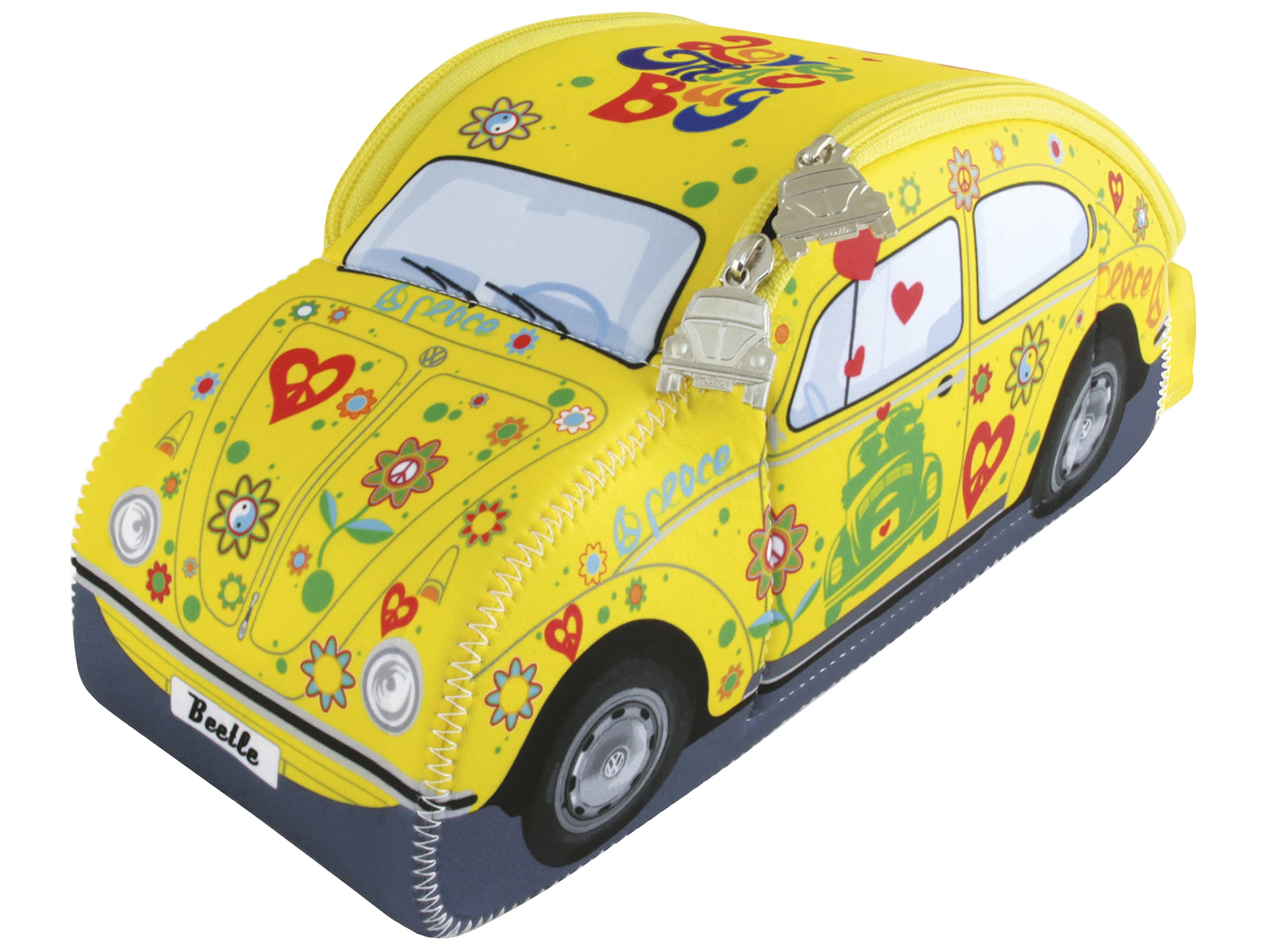 Photo 1 of BRISA VW Collection - Volkswagen Neoprene Universal Bag for Makeup, Travel, Cosmetics in Beetle Bug Design (Yellow, Small (10 x 3.9 x 4.1 inches))